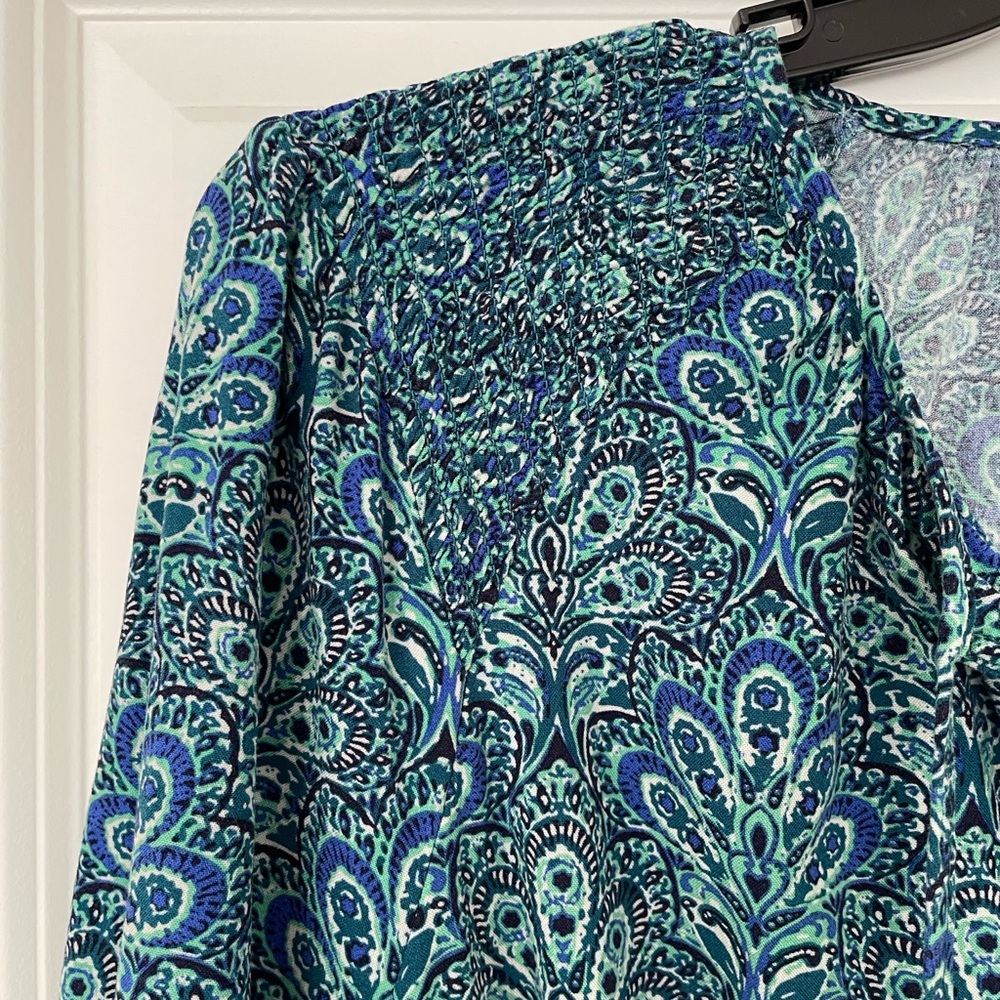 Live Unlimited London Blue and Green Patterned Top